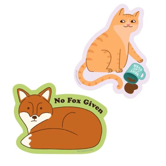 Fox/Cat Sticker Bundle - Picture 1 of 2